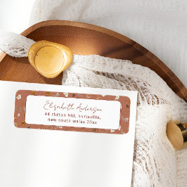 Bohemisk Terrakotta Bröllopsdusch för Vildblommor Returadress Etikett