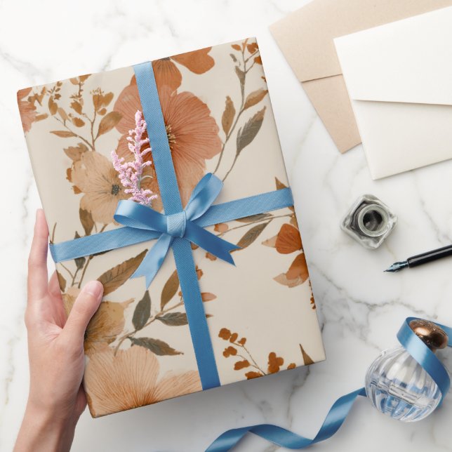 Bohemisk Terrakotta Vildblomma Blommönster Presentpapper (Gifting)