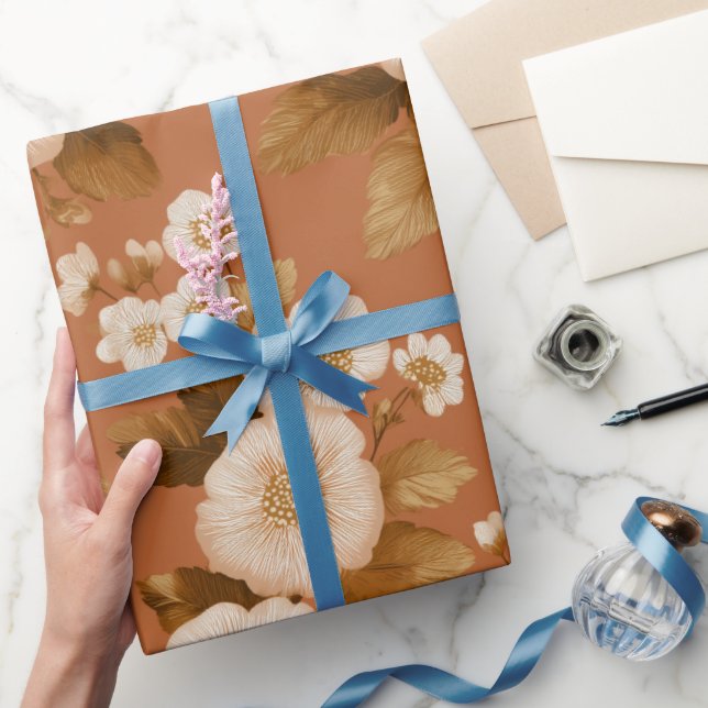 Bohemisk Terrakotta Vildblomma Blommönster Presentpapper (Gifting)