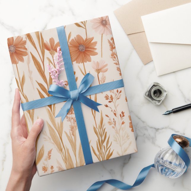 Bohemisk terrakotta vildblomma blommönster presentpapper (Gifting)