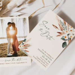 Bohemisk torkad Blommigt Greenery sparar datumet Inbjudningar