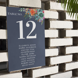 Bohemisk Trädgård Blå Boho Vildblomma Bröllop Bordsnummer