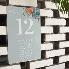 Bohemisk Trädgård Ljusblå Boho Vildblomma Bröllop Bordsnummer