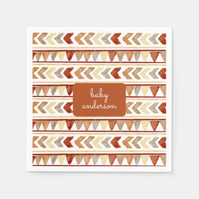 Bohemisk tribal mönster baby shower pappersservett (Framsidan)