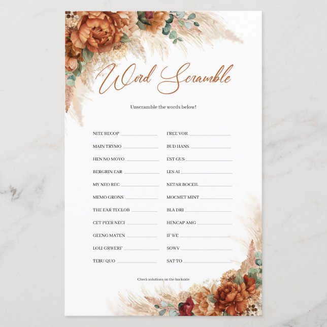 Bohemisk tropisk strand teracotta Ord-skam (Framsida)