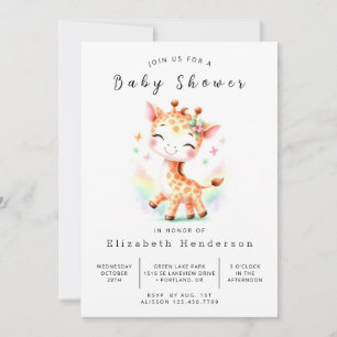 Bohemisk utskrivbar Giraffe Baby Shower Inbjudningar