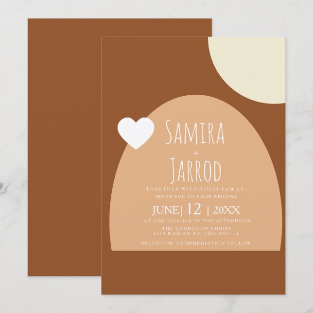 Bohemisk valv & former hjärta geometrisk bröllop inbjudningar (Fram/baksida)