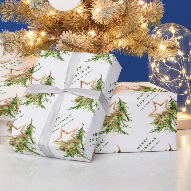 Bohemisk vattenfärgsjulsammansättning Helgdag Presentpapper (Helgdagar)