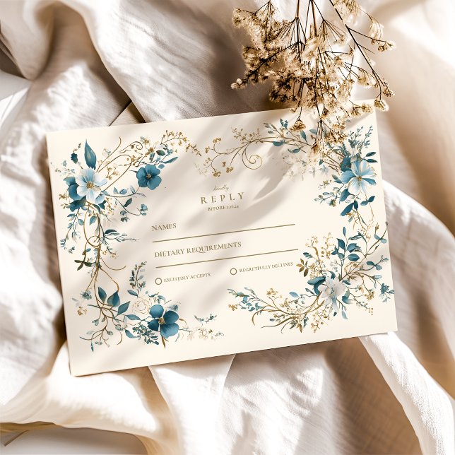 Bohemisk Vintage Blommig Fern Bröllop OSA Kort (Skapare uppladdad)