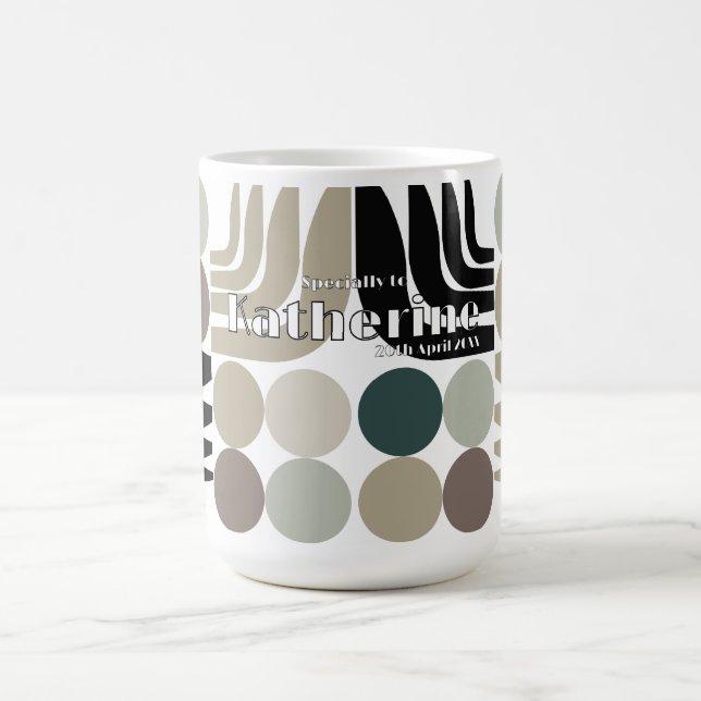 Bohemisk Vit Svart Grå Kaffemugg (Center)