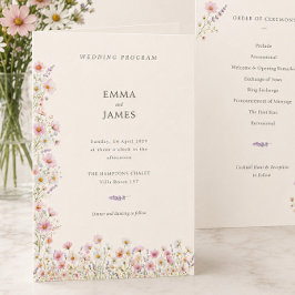 Bohemisk Whimsical Vilda Blommor Vikt Bröllop Program