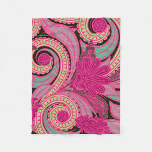 Bohemiska blom- Paisley Fleecefilt