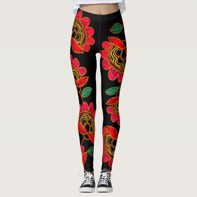 Bohemiska blomade baljväxter leggings (Framsida)