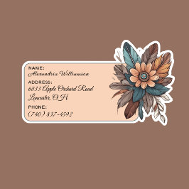 Bohemiska blommor och fjädrings-luggage-ID Klistermärken
