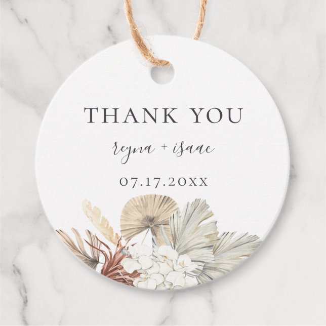 Bohemiska Botaniska Bröllop Tack Gåvor Etiketter (Framsida)
