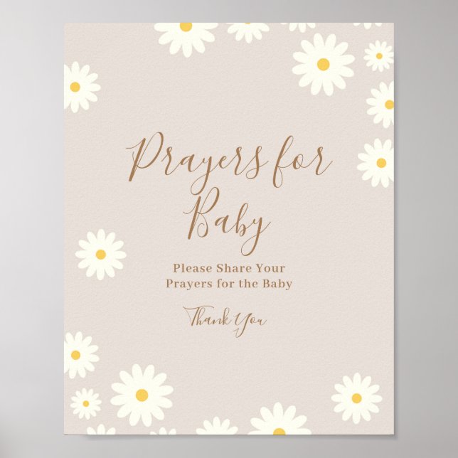 Bohemiska Daisyns Blommigt Prayers för Baby-Poster Poster (Framsidan)
