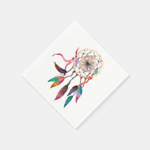 Bohemiska Dreamcatcher i vibrerande vattenfärg Pappersservett