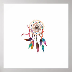 Bohemiska Dreamcatcher i vibrerande vattenfärg Poster