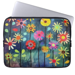 Bohemiska färgade blommor laptop fodral