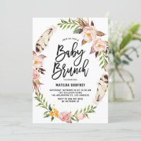 Bohemiska fjädrar Blommig krans Baby Shower Brunch