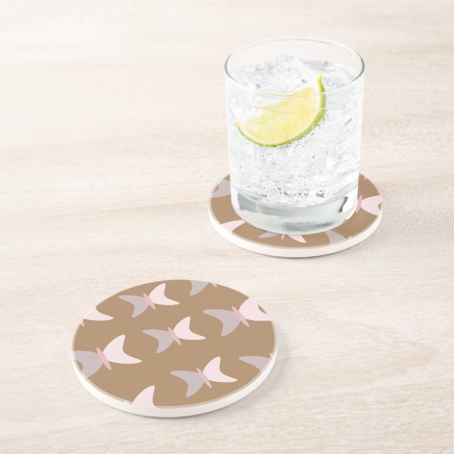 Bohemiska fjärilar Rosa Brun Coaster Underlägg (Sidan)