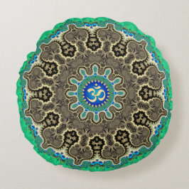 Bohemiska Fractaler Andlig Aum Yoga Round Cushion Rund Kudde