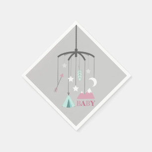 Bohemiska mobila moderna rosa baby showerservetter pappersservett