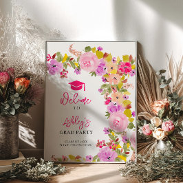 Bohemiska rosa ros-blommor vår studenten poster