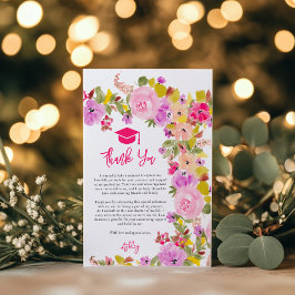 Bohemiska rosa ros-blommor vår studenten tack kort