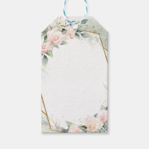Bohemiska rosor eukalyptus guld Baby Shower Presentetikett