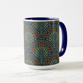 Bohemiska Scallops Fläkt, Olive, Rust, Navy Blue Mugg