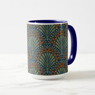 Bohemiska Scallops Fläkt, Olive, Rust, Navy Blue Mugg