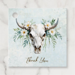 Bohemiska vattenfärgen Blommigt Cow Skull Bröllop Gåvor Etiketter