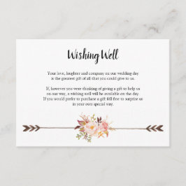 Bohemiska vattenfärgsblommor som önskar sig Bröllo Tilläggskort