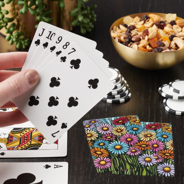 Bohemiska Vibrant-Daisy - Glasutseende med fastkan Casinokort (På plats)