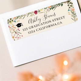 Bohemiska vilda blommor boho vår studenten returadress etikett