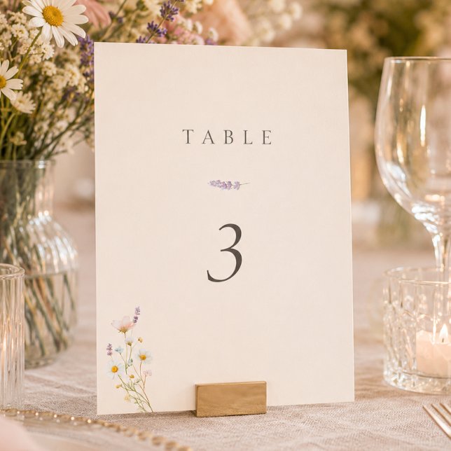 Bohemiska vildblommor Bröllops Bordnummer Inbjudningar (Bohemian Wildflowers Wedding Table Number)