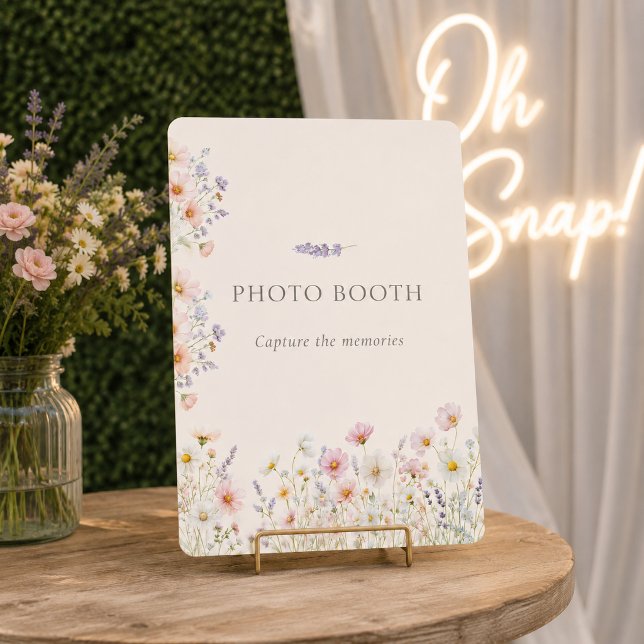 Bohemiska vildblommor Bröllopsfotobås skylt (Bohemian Wildflowers Wedding Photo Booth Sign)