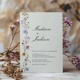 Bohemiska vildblommor Elegant kalligrafi bröllop Inbjudningar