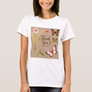 Bohemiska Wildblommor, fjärilar, vetestjälkar T Shirt