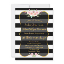 Bohemiske Blommigt Guld Svarta vita Rand Bröllop