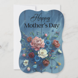 Bohemiskt blått Blommigt Mors dag-kort