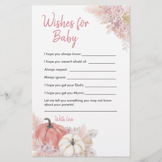 Bohemiskt fall i Kärlek Pumpkin Önskemål för Baby (Framsida)