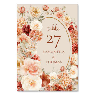 Bohemiskt färgat fall blommigt söndrar rostfärgad, bordsnummer