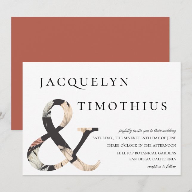 Bohemiskt kust- chic et-teckenbröllop inbjudningar (Fram/baksida)