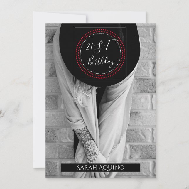 Bohemiskt kvinnor i hatt med tatuering 21:a födels inbjudningar (Framsida)