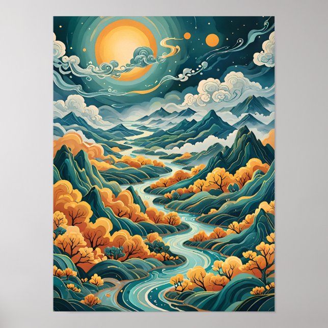 Bohemiskt landskap - Serenfloder Poster (Framsidan)