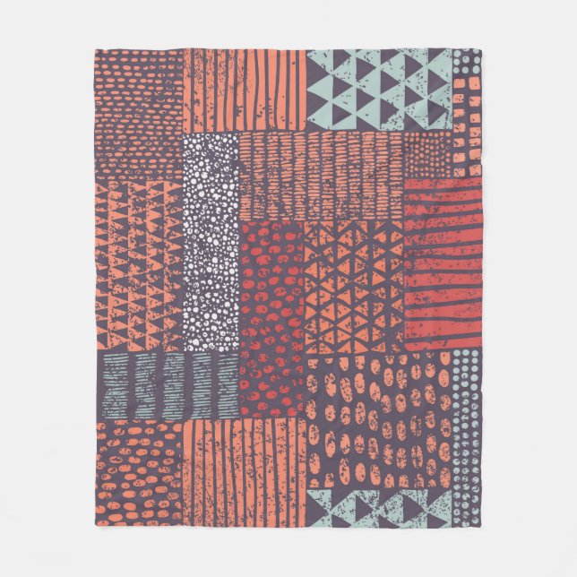 Bohemiskt lappverk: handdragen, sömlös design. fleecefilt (Framsidan)