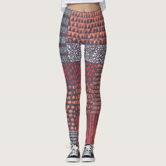 Bohemiskt lappverk: handdragen, sömlös design. leggings