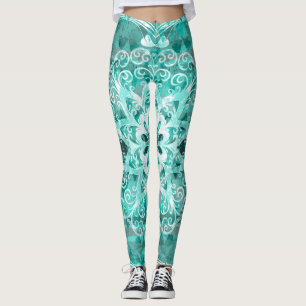 Bohemiskt Mandalasnöre för turkos Leggings